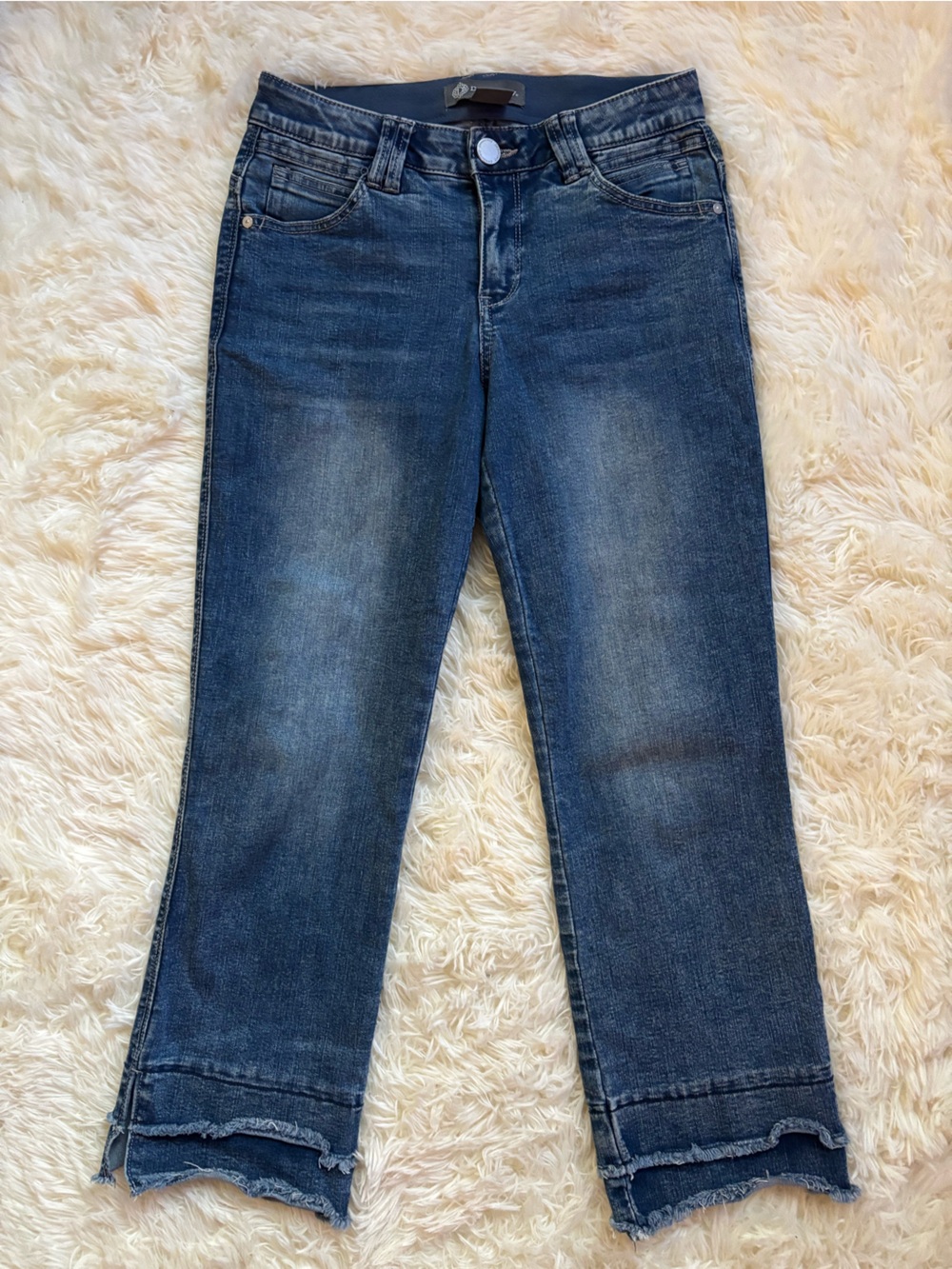 Democracy Ab Technology Straight Crop Jeans Womens 4 Raw Frayed Hem Stretch